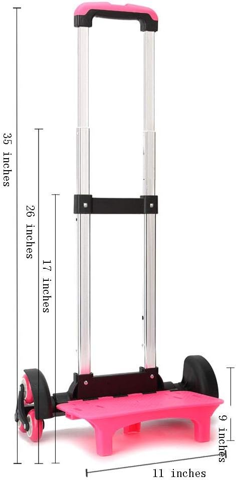 Backpack Hand Truck Wheeled Cart Trolley Hand Aluminium Alloy Folding Trolley Cart for Schoolbag/Backpack (Pink with Six Wheels) - Image 5