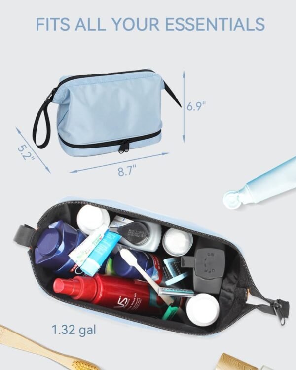 Travel Toiletry Bag, Hanging Toiletry Bag with Wet & Dry Compartments for Women and Men, Portable Makeup Bag with Smooth Zippers, Built to Last for Home, Travel, Gym, Easy to Clean - Image 3