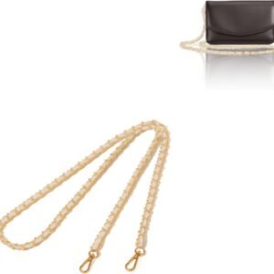 2 Pcs Purse Chain Strap, 47″ Gold Chain with Leather, Crossbody Bag Replacement Straps,Handbag Chain for Shoulder Bags