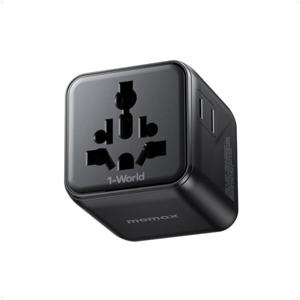 MOMAX Mini Universal Travel Adapter Worldwide, 2 AC, All European Travel Plug Adapter UK, Travel Essentials for US to Europe Adaptor, All-in-One Wall Charger for AUS JP, Over 200 Countries