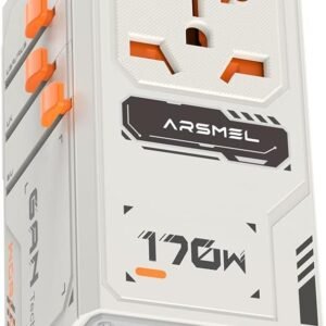 170W GaN Universal Travel Adapter, Worldwide All-in-One International Plug Power Adapter & Wall Charger with 3 USB-C & 1 USB-A (5A/28V) for Europe, USA, Japan, and Australia (Type C/A/G/I)