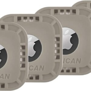 Pelican Protector 4-Pack AirTag Holder – Air Tag Case with 3M Adhesive Sticker – Rugged Shockproof AirTag Cover – Hidden Air Tag Holder Stick On Mount for Travel Luggage Bike Car Remote – Grey