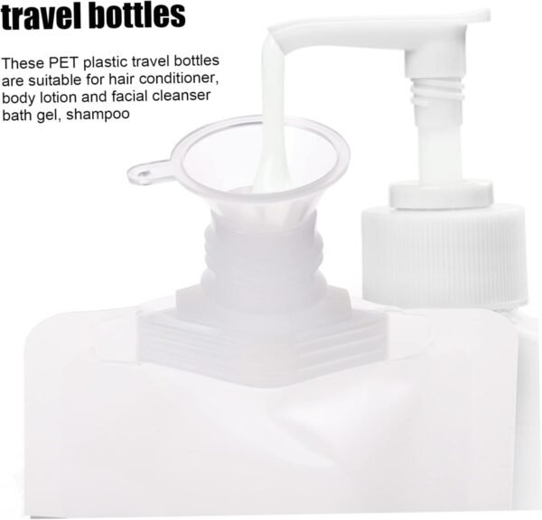 Wakauto 18 Pcs Refillable Travel Pouches for Toiletries with Funnels Transparent Portable Containers for Shampoo Conditioner Body Wash Lightweight Cosmetic Travel Bags for Easy Liquid - Image 6