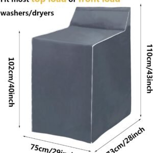 2Pack Washer and Dryer Covers, Portable Washer Cover with Zipper Design Dustproof & Waterproof & Anti-UV Laundry Covers, Washing Machine Cover Fit for Most Top Load Machine(Grey)