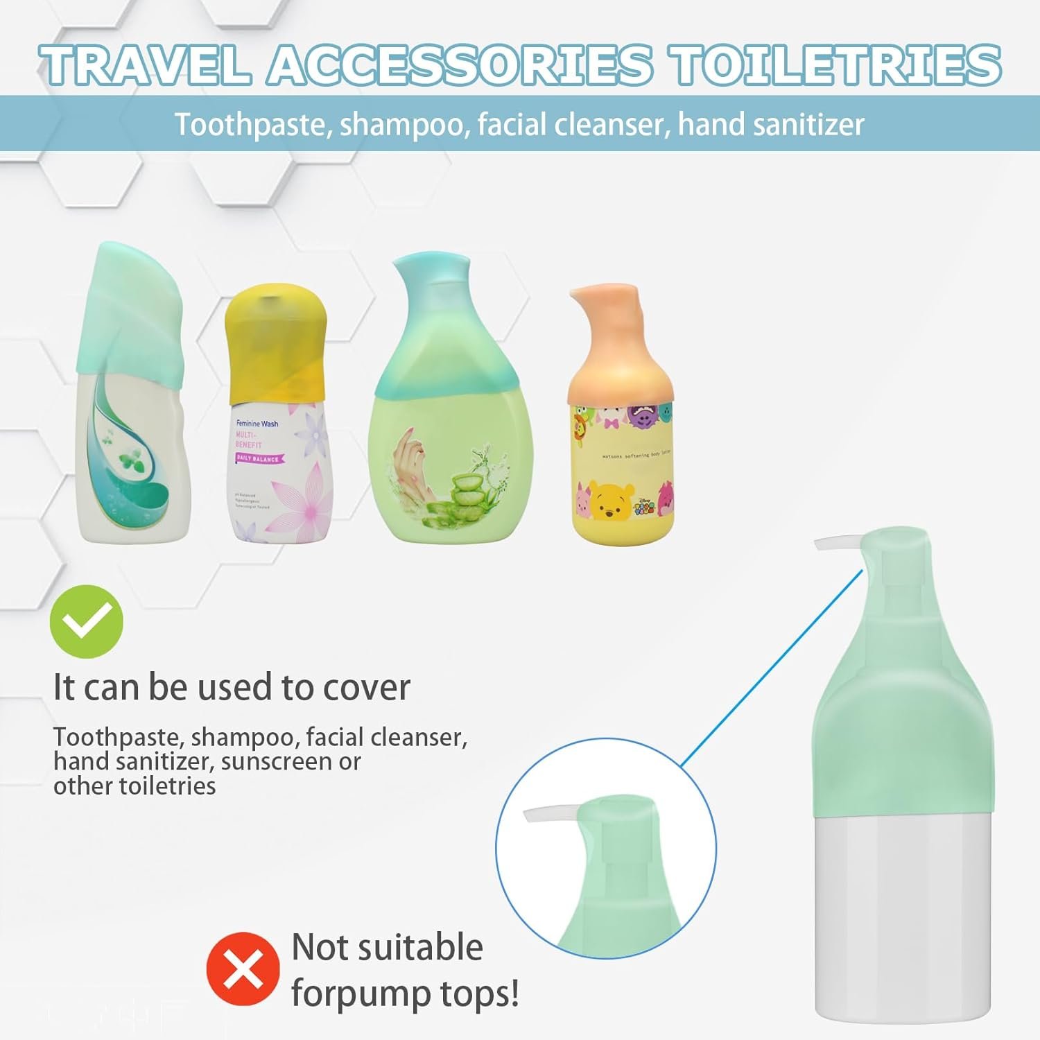 Silicone Bottle Covers Travel Essentials for Women Men, Beach Vacation Essentials, Travel Size Toiletries Accessories, Cruise Ship Essentials 2025, Must Haves, Leak Proofing - Image 4
