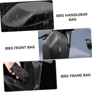 Toyvian Portable Bike Handlebar Bag Large Capacity Front Pouch with Key Buckle for Folding Road Mountain Bikes Professional Cycling Accessories Black