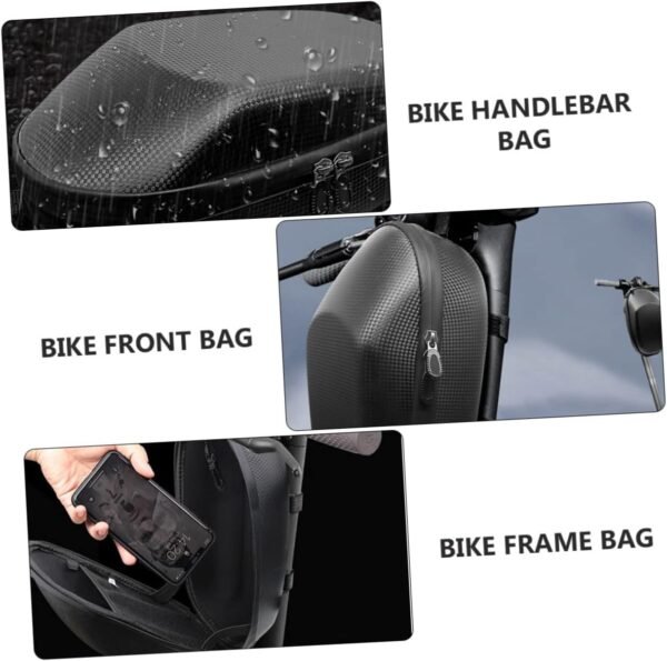 Toyvian Portable Bike Handlebar Bag Large Capacity Front Pouch with Key Buckle for Folding Road Mountain Bikes Professional Cycling Accessories Black - Image 2