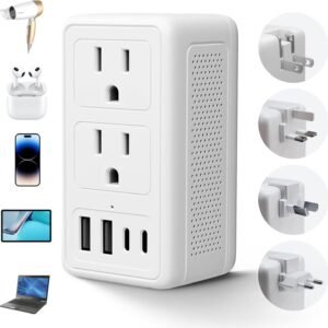 Mapambo 2000W 220V to 110V Voltage Converter US to Europe, Power Converter European Travel Converter for Hair Dryer, Power Converter Adapter Combo with Type C USB A for 150 Countries (White)