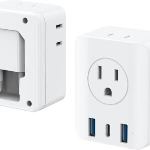 European Travel Plug Adapter, Olcorife Foldable International Power Adapter with 4 Outlets 3 USB Ports, Type C Plug Adapter for US to Europe, Italy Spain Iceland France Germany