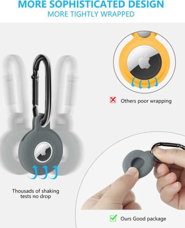 5 Pack Holder for Airtag Air Tag Silicone Case with Keychain, Anti-Scratch Air tag Keychain for Apple Air Tag, Air tag Accessories for Key Finder Tracker, Backpacks, Pet, The Valuables. - Image 3