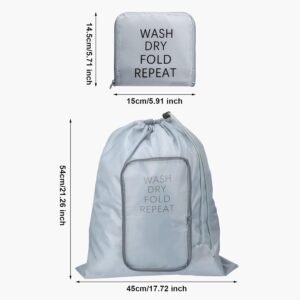 Boao 2 Pcs Travel Laundry Bag Washable Dirty Clothes Bag with Drawstring and Zipper for Suitcase, 22 x 18 Inch (Pink, Gray,Classic)