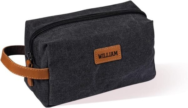 Custom Canvas Toiletry Bag For Men Water Resistant Personalized Name Toiletry Travel Bag Anniversary Birthday Gifts For Father Son 9.5×5.25×4.5INCH 5 Colors