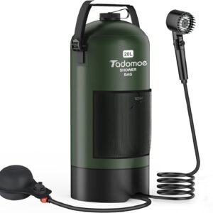 Portable Shower for Camping, 5 Gal/20 L Solar Heating Camping Shower Bag with Shower Pump, Portable Shower Head, Essential for Camping,Festivals, Overlanding, Beach Trips,Outdoor Showers