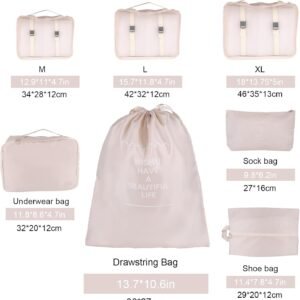 Packing Cubes for Travel Bags Suitcase Organizer Travel Cubes for Packing Luggage Organizer Bags for Packing Gifts for Men (Beige 7 Pcs)