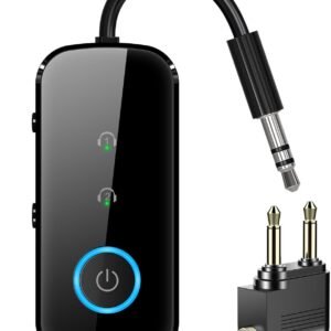 Premium Pro Bluetooth 5.4 Transmitter Receiver,Airplane Audio Adapter,Wireless Transmitter for TV/Travel Flight,Airline,Gym.Supports to 2 AirPods/Headphones,Bluetooth Receiver for Car/Home Stereo