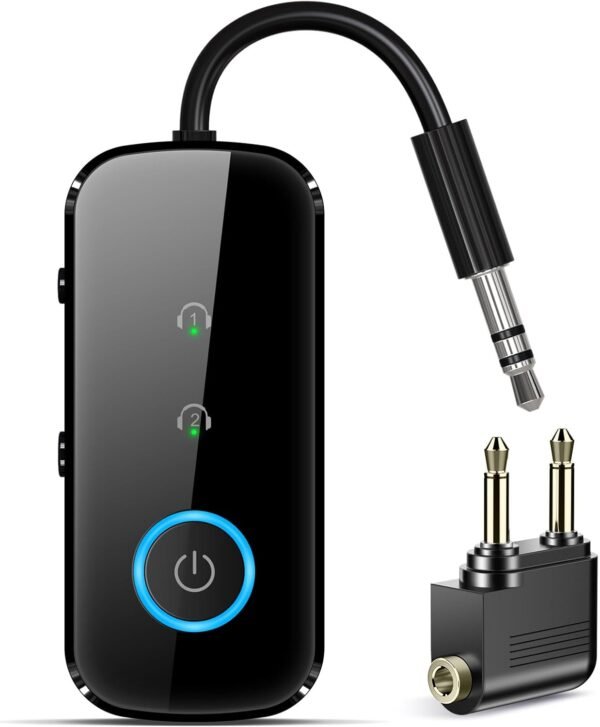 Premium Pro Bluetooth 5.4 Transmitter Receiver,Airplane Audio Adapter,Wireless Transmitter for TV/Travel Flight,Airline,Gym.Supports to 2 AirPods/Headphones,Bluetooth Receiver for Car/Home Stereo