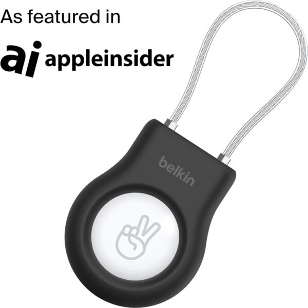 Belkin Apple AirTag Secure Holder with Wire Cable - Durable, Scratch-Resistant AirTag Case w/Allen Key Locking System - Protective Keychain Accessory for Keys, Luggage, Pets, & More - B/W (4-Pack) - Image 2