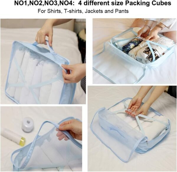 Travel Packing Cubes 8 Pcs Set, Luggage Packing Organizers with Shoe Bag and Toiletry Bag - Image 3