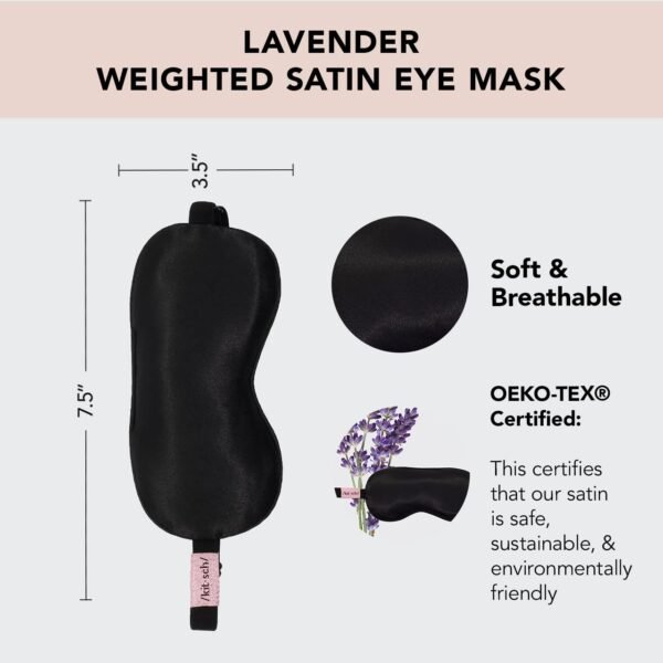 Kitsch Weighted Satin Sleep Mask - Weighted Eye Mask for Sleeping and Travel - Lavender Sleeping Mask for Women and Men - Light Blocking, Adjustable Strap, Ultra-Soft (4.1oz/116g) - Image 2
