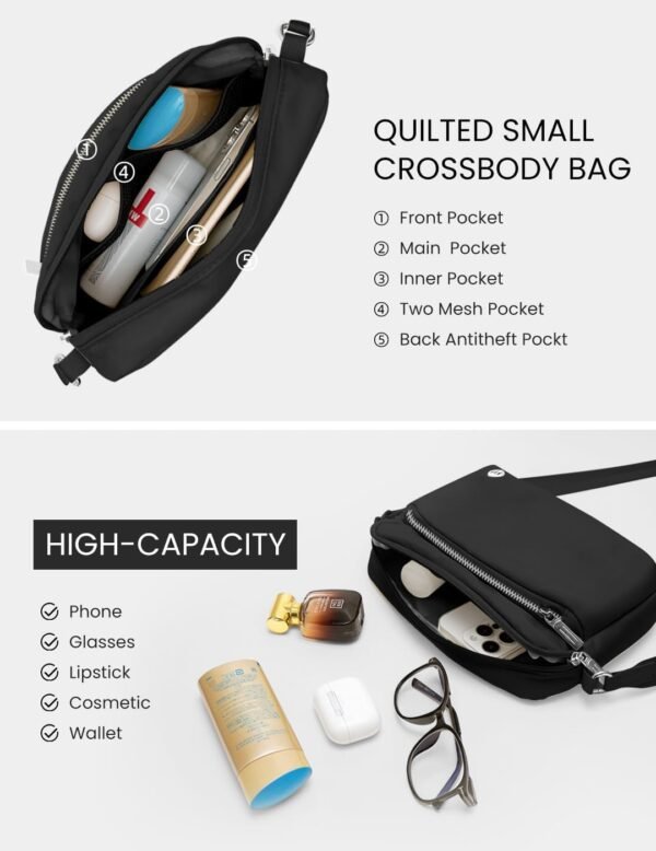 MEXS Small Crossbody Bag for Women, Trendy Casual Crossbody Purse Adjustable Strap, Mul-pockets Waterproof Shoulder Handbags - Image 3