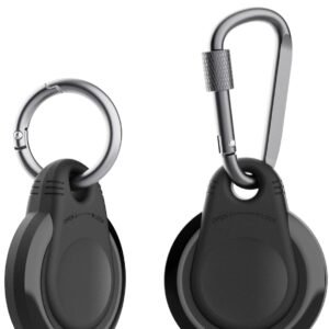 Waterproof Holder for AirTag Keychain Lock Case for Apple AirTags Keyring Durable Lightweight Cover for AirTag for Keys Kids Luggage Backpacks Pet Collar Black 4Pack