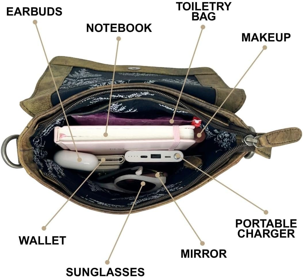 Myra Bag Distressed Leather Messenger Bag - Crossbody Purse for Women - Image 6