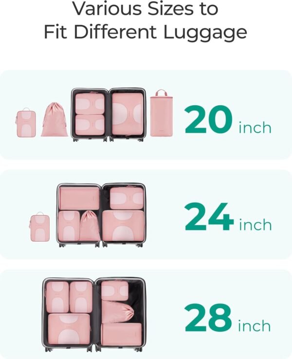 BAGSMART Hanging Travel Packing Cubes, 6 Set Large Travel Cubes for Women Cruise Ship Essentials, Suitcase Organizers - Image 4