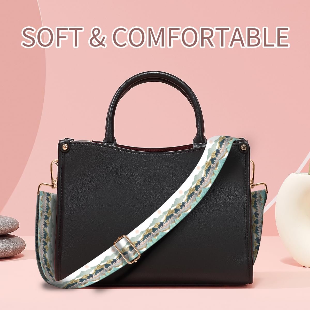 Purse Strap Replacement Crossbody, 3.8cm Wide Shoulder Strap Adjustable Replacement Belt Gold Buckle, Handbag Crossbody Bag Strap Mountain Sun - Image 3