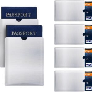 RFID Blocking Sleeve Anti Theft 4 Credit Card & 2 Passport Holder Wallet Pocket