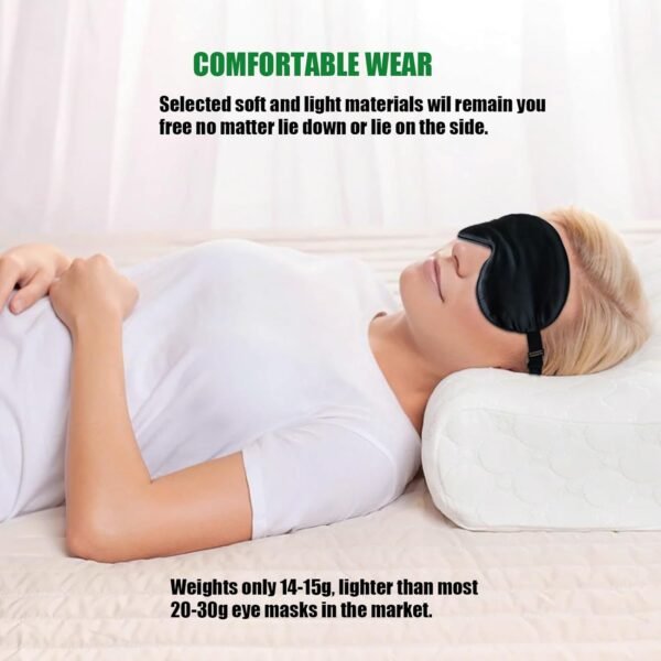 Sleep Mask for Women and Men 2 Pcs Eye Mask for Sleeping Adjustable Strap Blackout Silk Sleep Eye Masks Soft Eye Covers Blindfolds Black 2 Pack - Image 6