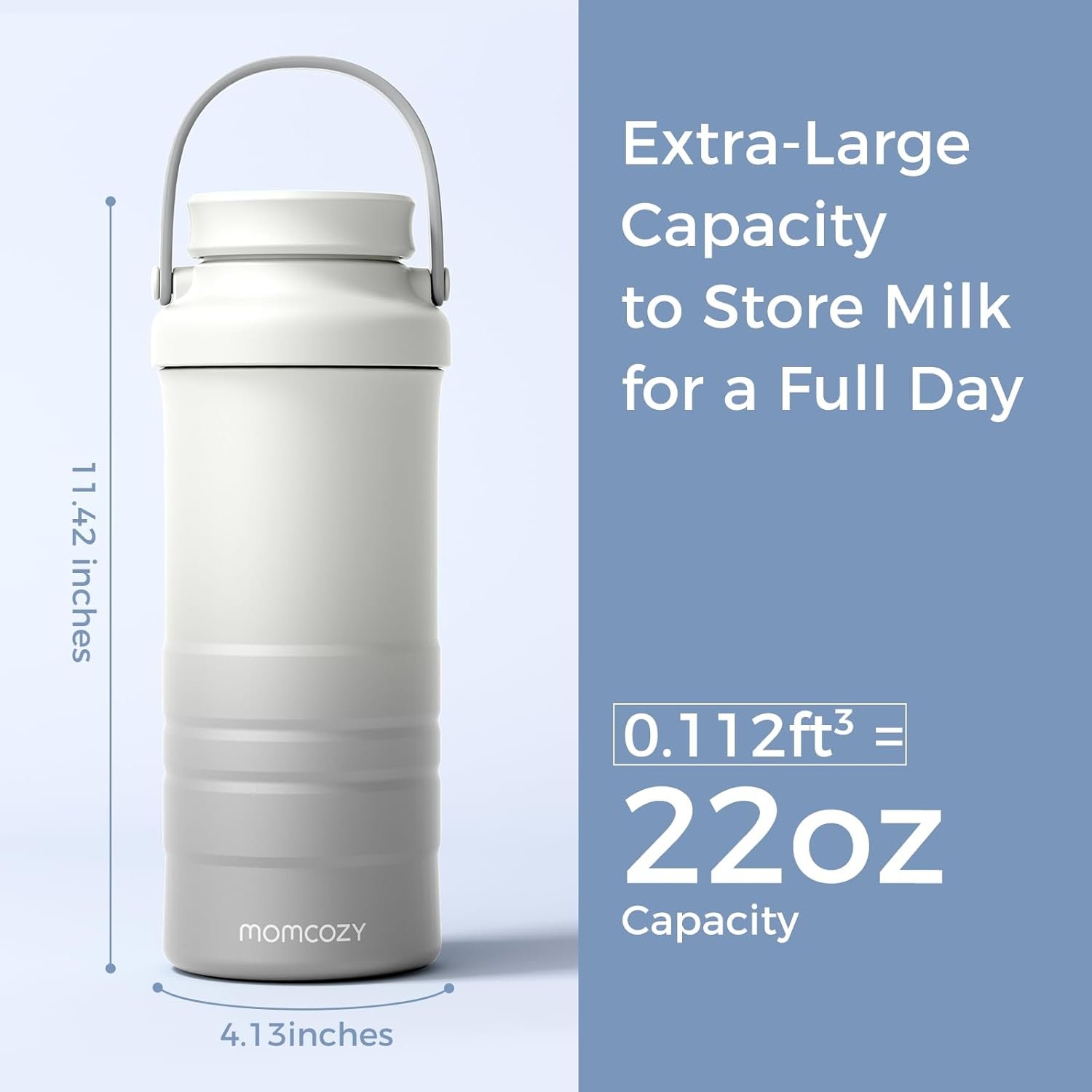 Momcozy 22oz Portable Breast Milk Cooler for Outdoor, Life Saver with 360° Total Cooling for 24 Hours, Larger Capacity Travel Breastmilk Chiller with 2pcs Baby Bottles for Breastmilk Storage, Cream - Image 7