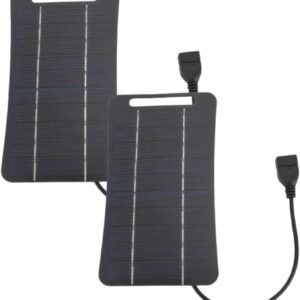2PCS 5V 5W USB Solar Panel, Charger Solar Panel Small Solar Powered Panel for Camera Camping Travel Outdoor (Black)