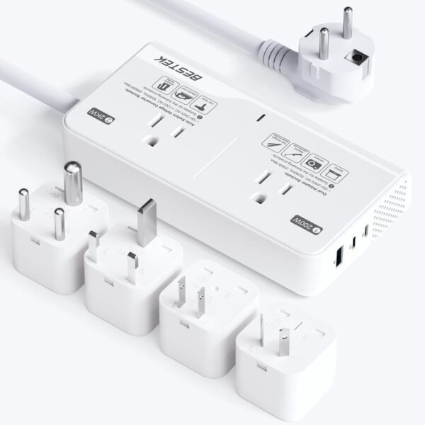 BESTEK 220v to 110v Voltage Converter US to Europe: 2000W Travel Voltage Converter for Hair Dryer & 200W Convert 220V to 110V for Curling Iron, Straightener