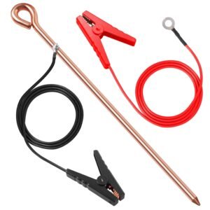 Electric Fence Wire – Grounding Rod, Connect The Energizer and Electric Fence Charger Solar Powered, Solar Electric Fence Lead Wire with Alligator Clip, for Generator Electric Fence