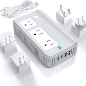 Mapambo 330W 220V to 110V Voltage Converter US to Europe for Hair Straightener and Curling Iron, 35W Fast Charging International Universal Travel Converter Adapter C A G I (Gray)