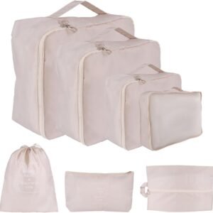Packing Cubes for Travel Bags Suitcase Organizer Travel Cubes for Packing Luggage Organizer Bags for Packing Gifts for Men (Beige 7 Pcs)