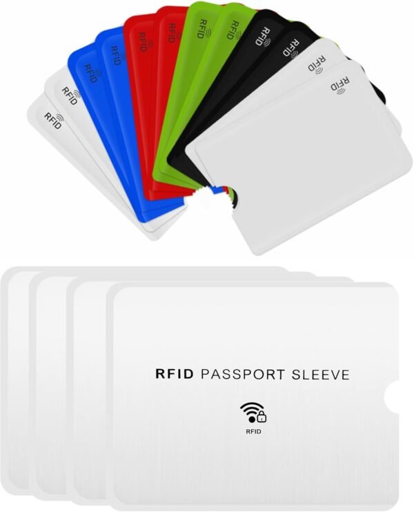 CM unisex-adult RFID Blocking Passport Sleeve Credit Card Cover for Identity Theft Prevention, 12 Pcs Card Sleeve and 4 Pcs Passport Sleeve, Multi