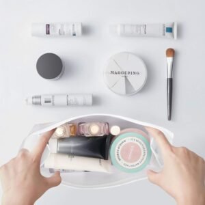 Travel Cosmetic Bag, Toiletry Bag for Women men, [2 Pack] Lightweight Travel Organizer Makeup Bag Classic Portable Waterproof Toiletries Kit Organizer Pouch with Zippered,-Black+White