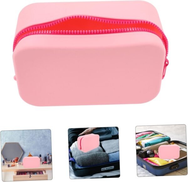 Silicone Makeup Case Large Capacity Toiletry Bag for Women Travel Vanity Organizer Pouch Cosmetic Storage for Brushes Jewelry and Essentials - Image 3