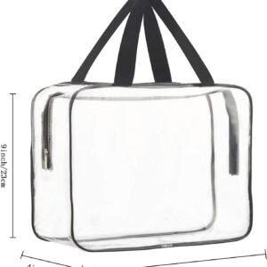 HAOGUAGUA 2-Piece Large Clear Makeup Cosmetic Organizer Bag, Plastic Tote Bags, Waterproof Transparent Handbag Purse