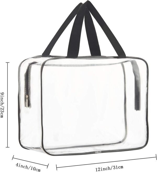 HAOGUAGUA 2-Piece Large Clear Makeup Cosmetic Organizer Bag, Plastic Tote Bags, Waterproof Transparent Handbag Purse - Image 2