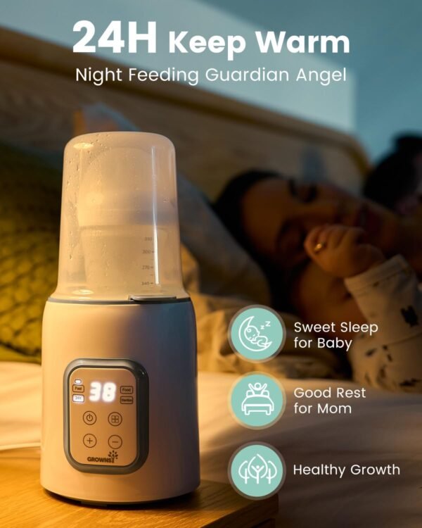 Bottle Warmer, GROWNSY 8-in-1 Fast Baby Milk Warmer with Timer for Breastmilk or Formula, Accurate Temperature Control, with Defrost, Sterili-zing, Keep, Heat Baby Food Jars Function - Image 5