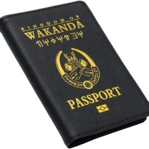 Passport Cover Kingdom of Wakanda Printed Passport Holder Leatherette Black Panther Passport Case with Multi Card and Ticket Slots