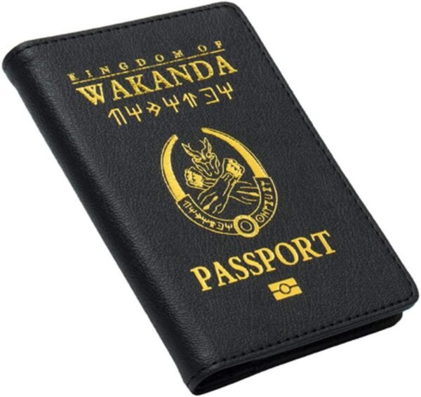 Passport Cover Kingdom of Wakanda Printed Passport Holder Leatherette Black Panther Passport Case with Multi Card and Ticket Slots