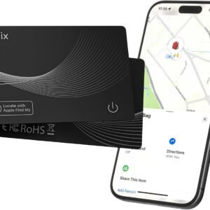 Air Tags Wallet Tracker Card Work with Apple Find My (iOS Only), Rechargeable Airtag GPS Tracker Item Locator Thin Finder for Wallet, Keys, Luggage, Bags (Black Card-1 Pack)