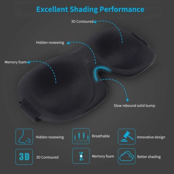 Sleep Mask 2 Pack, Invisible Alar Deep Orbit 3D Eye Mask Ultra Lightweight & Comfortable Sleeping Mask for Side Sleeper, Sleeping Mask & Blindfold Soft Breathable for Women Men Relaxing Zero Pressure - Image 7