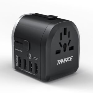 Universal Travel Adapter, International Power Adapter, 4 USB-C & 1 USB-A Fast Charging Travel Charger, All in One Worldwide Travel Plug Adapter, Outlet Adapter for Europe EU UK USA AU