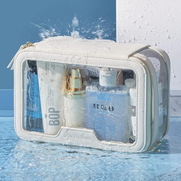 ROWNYEON Clear Makeup Case Toiletry Bag Multipurpose Travel Makeup Train Case Portable Cosmetic Organizer Transparent Storage Bag - Image 3