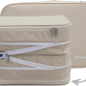 Branden Compression Packing Cube, X-Large, Sandbeige | Travel Essentials l Luggage Organizer l Self Compression Organizer for Travel l Overnight Trip, Road Trip, Beach, Cruise