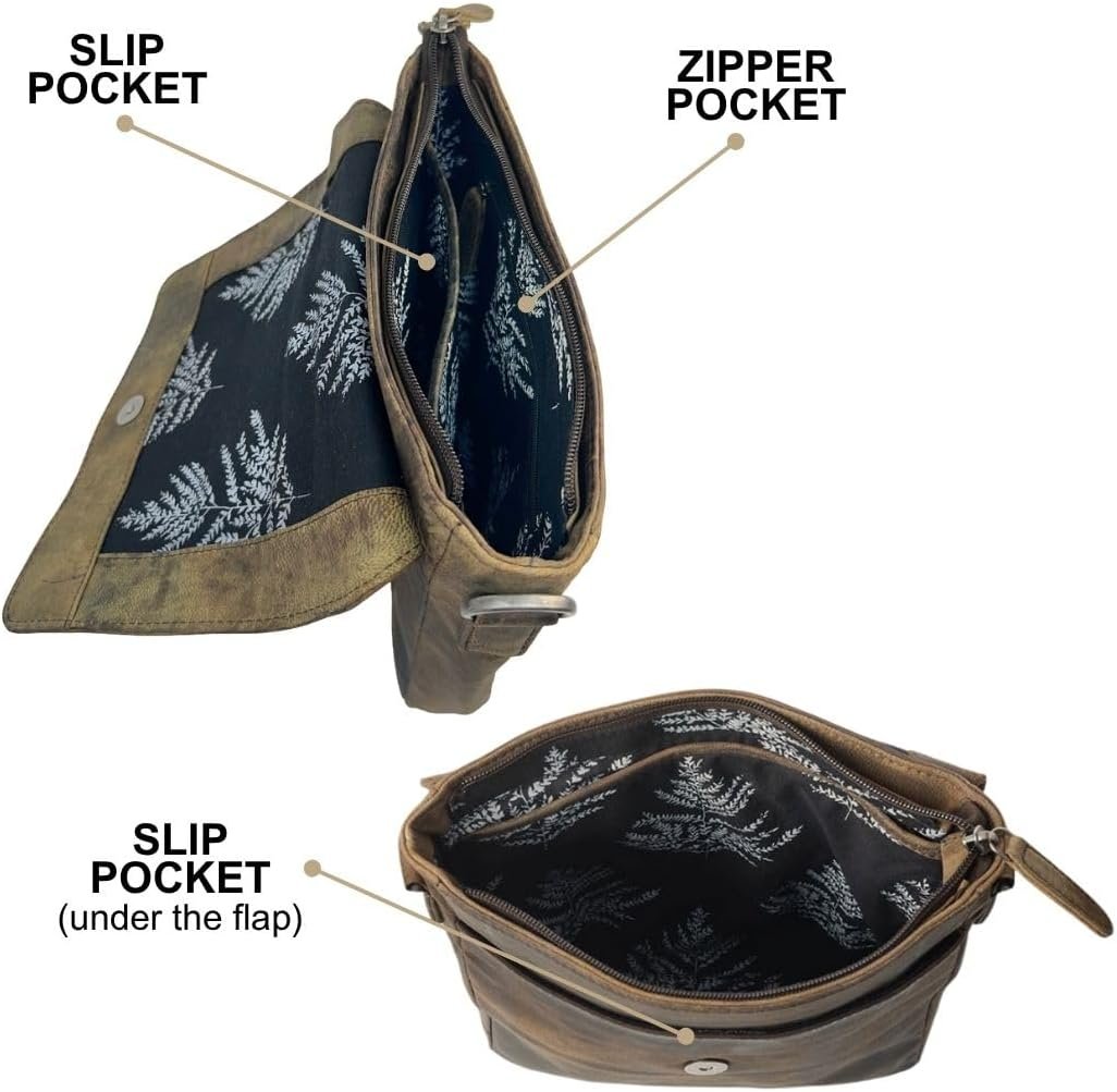 Myra Bag Distressed Leather Messenger Bag - Crossbody Purse for Women - Image 5